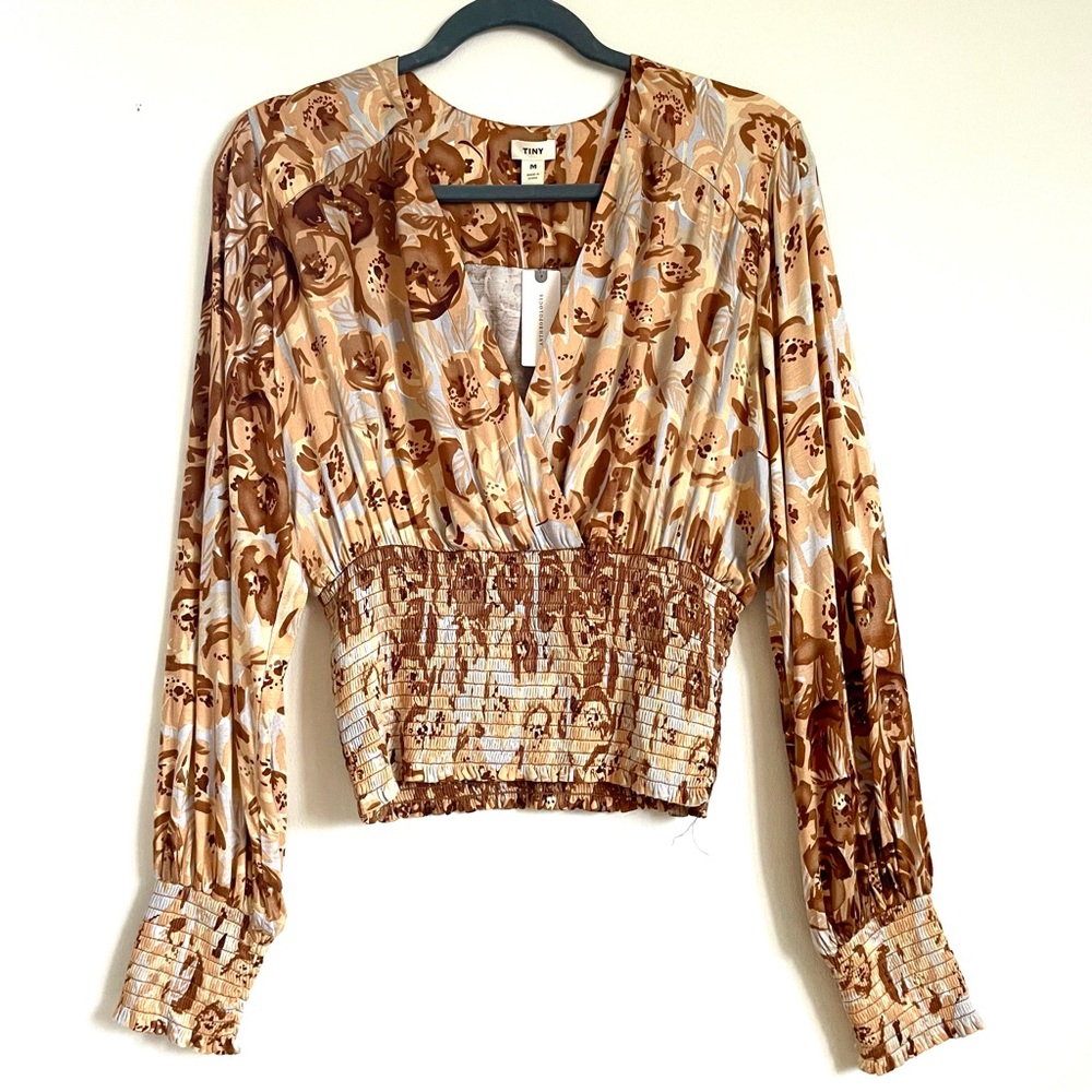 Anthropologie Tiny Valentina Long Sleeve Printed Surplice Blouse Top Size M NWT - Picture 4 of 12